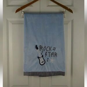Tiddliwinks Rock Star Baby Blanket Blue Gray Guitar